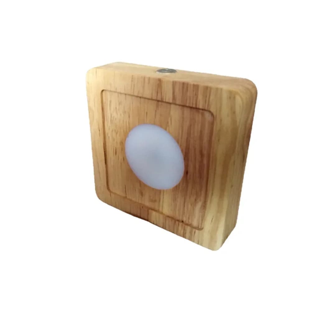 Quadratische LED-Lichtbasis aus Holz, USB-aufladbar