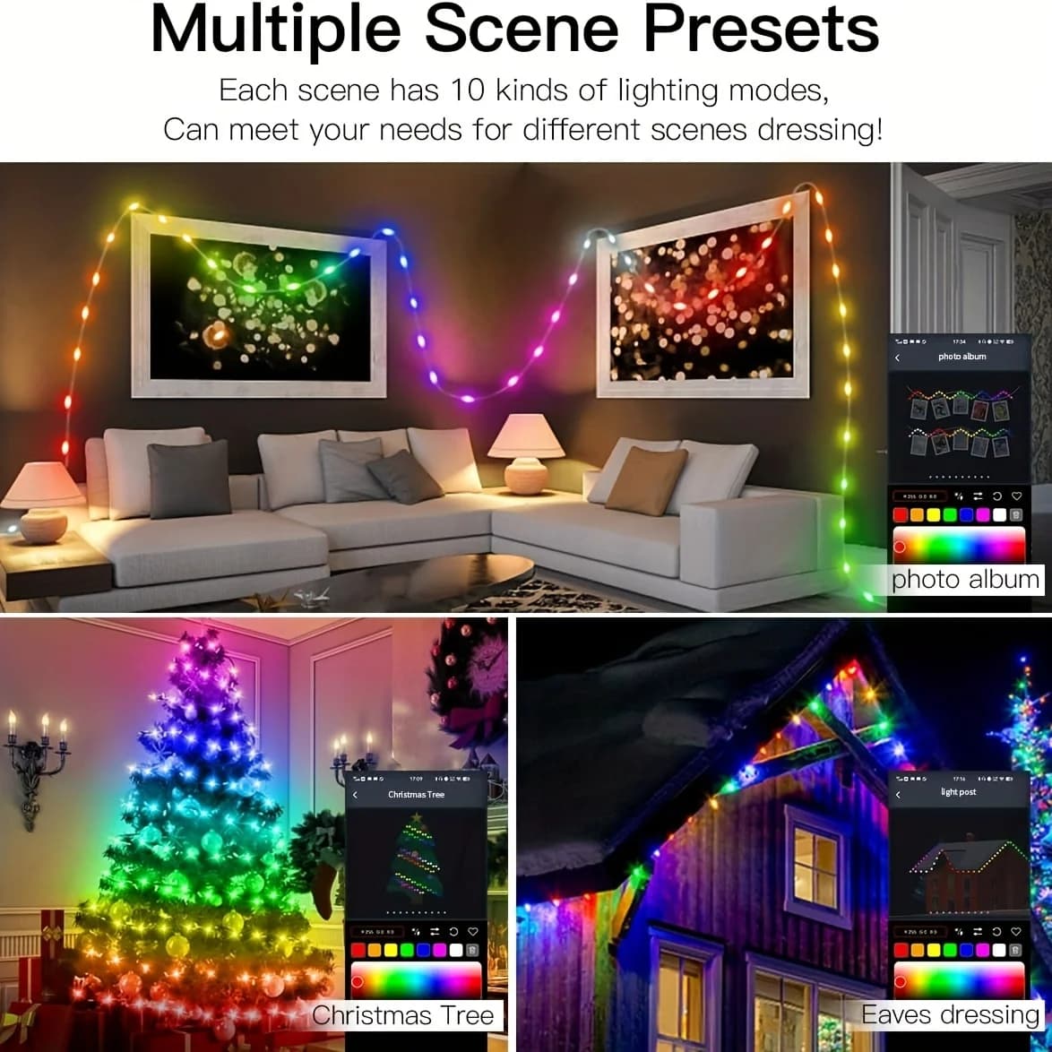 Smarte RGB-Lichterkette mit Bluetooth-App-Steuerung