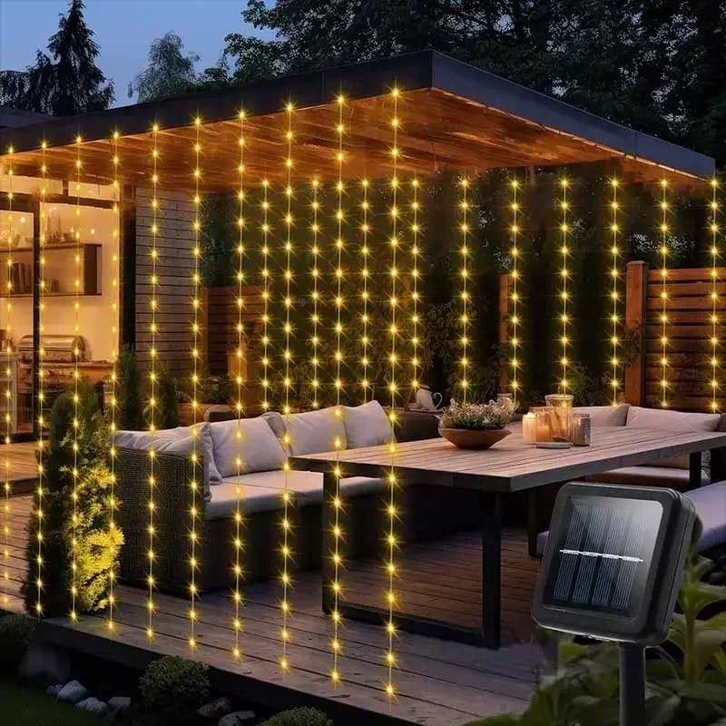 300 LED Wasserdichte Solar-Vorhang-Lichterkette