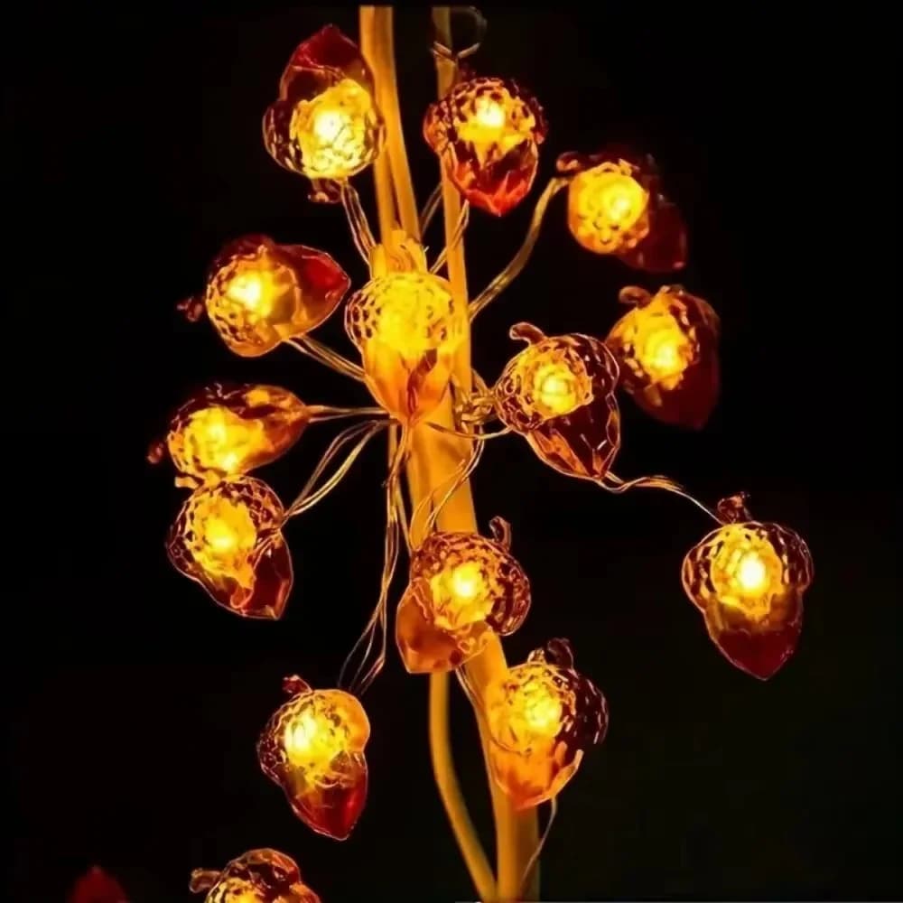 3D-Eichel wasserdichte LED-Lichterkette für Herbstdeko