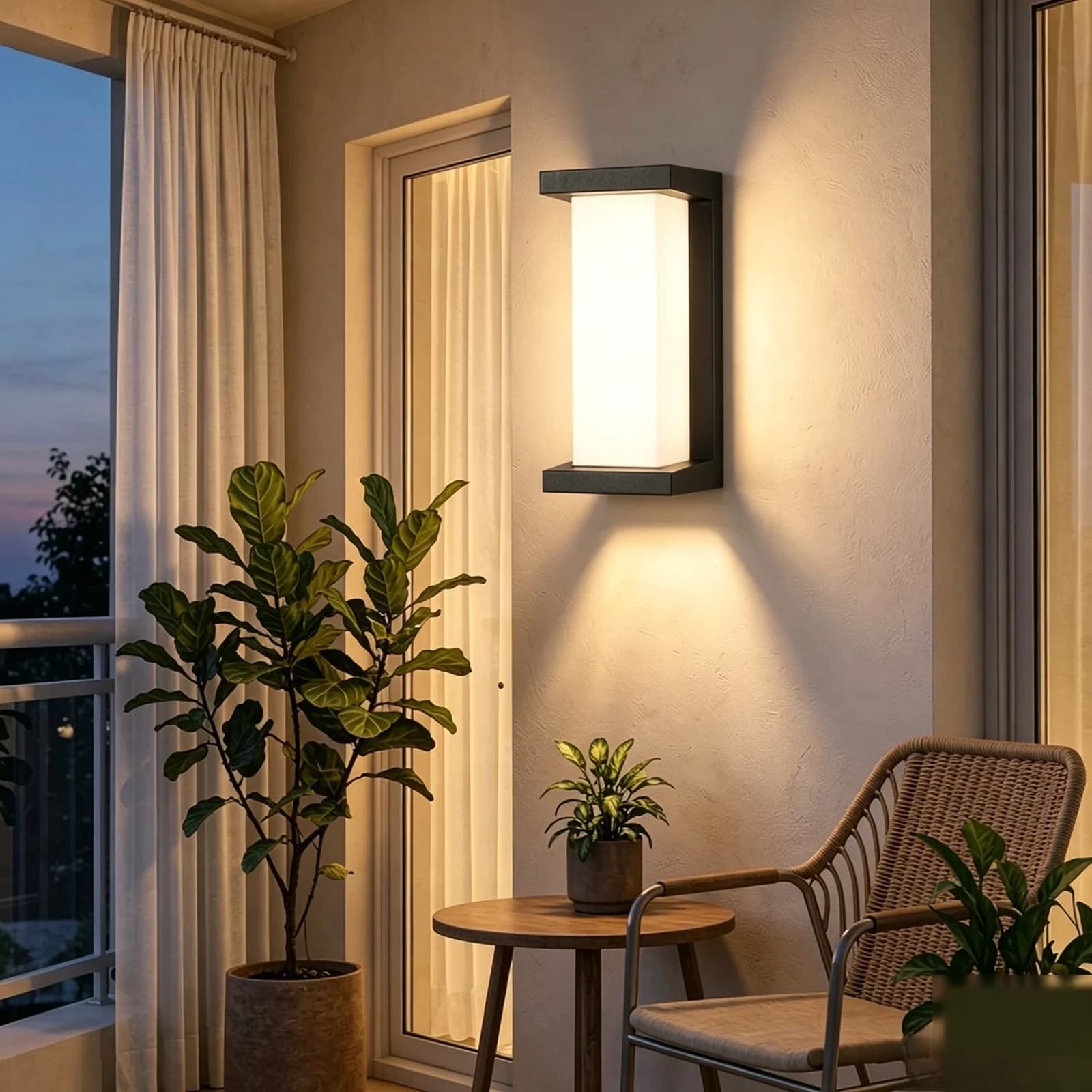 Moderne schwarze wasserdichte LED-Wandleuchte mit Bewegungsmelder
