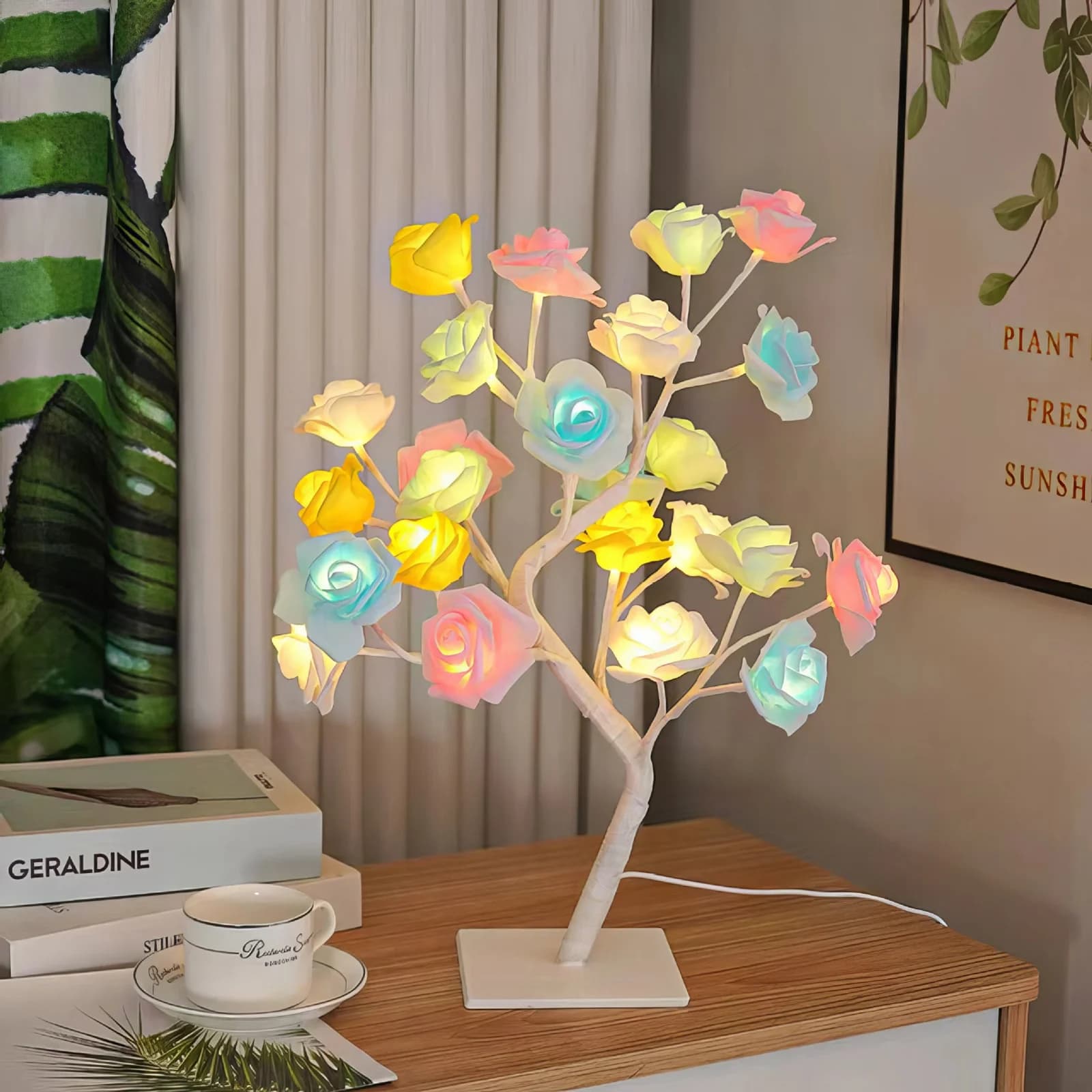 USB-Rosenbaum-Tischlampe mit mehrfarbigen LEDs