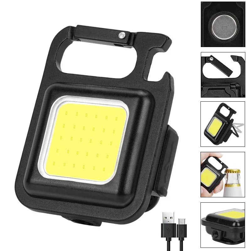 Mini wiederaufladbare COB-LED Schlüsselanhänger-Taschenlampe, magnetisch