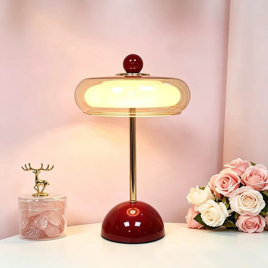 Dimmbare Glas-Eisen-Touch-LED-Tischlampe