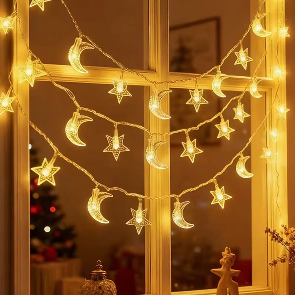 Batteriebetriebene Stern-Lichterkette Warmweiß LED