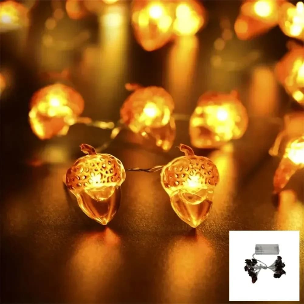 3D-Eichel wasserdichte LED-Lichterkette für Herbstdeko