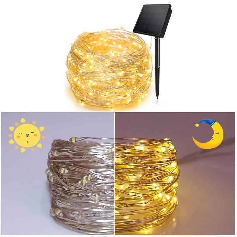 100 LED Solar-Kupferdraht-Lichterkette, Wasserdicht, Für Außenbereich