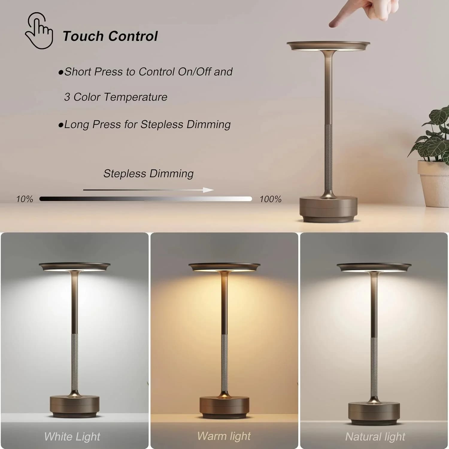 Wiederaufladbare UFO-LED-Tischleuchte mit Touch-Control