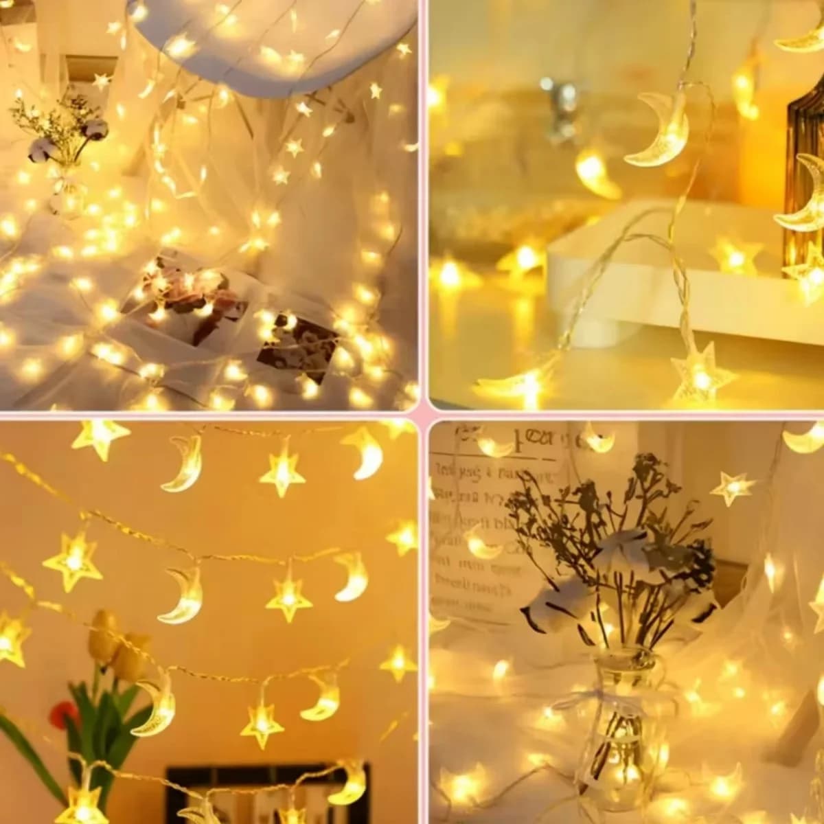 Batteriebetriebene Stern-Lichterkette Warmweiß LED