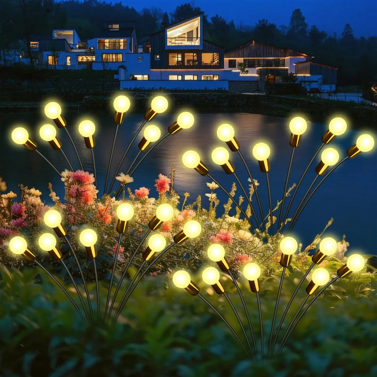 8er-Pack Solar-Gartenlicht mit Wind-Effekt im Glühwürmchen-Design