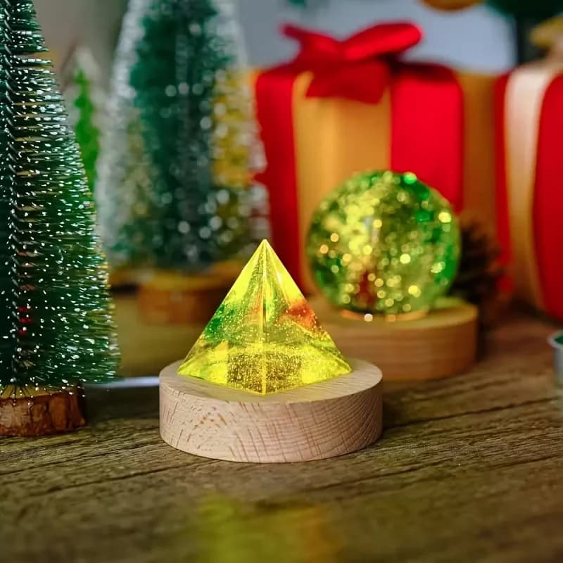 Akku-betriebener Holzsockel mit LED-Kristall-Präsentationsständer