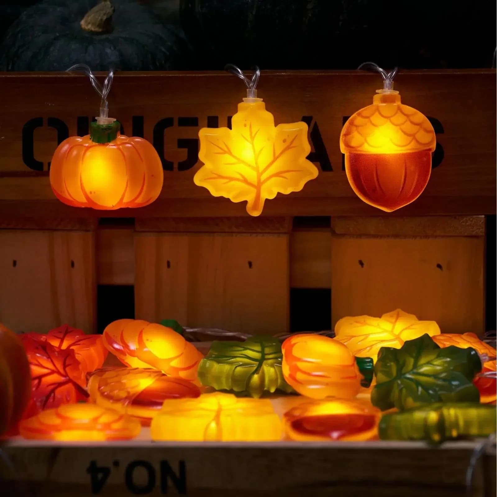 Mehrfarbige LED-Lichterkette Thanksgiving Rot Gelb Grün