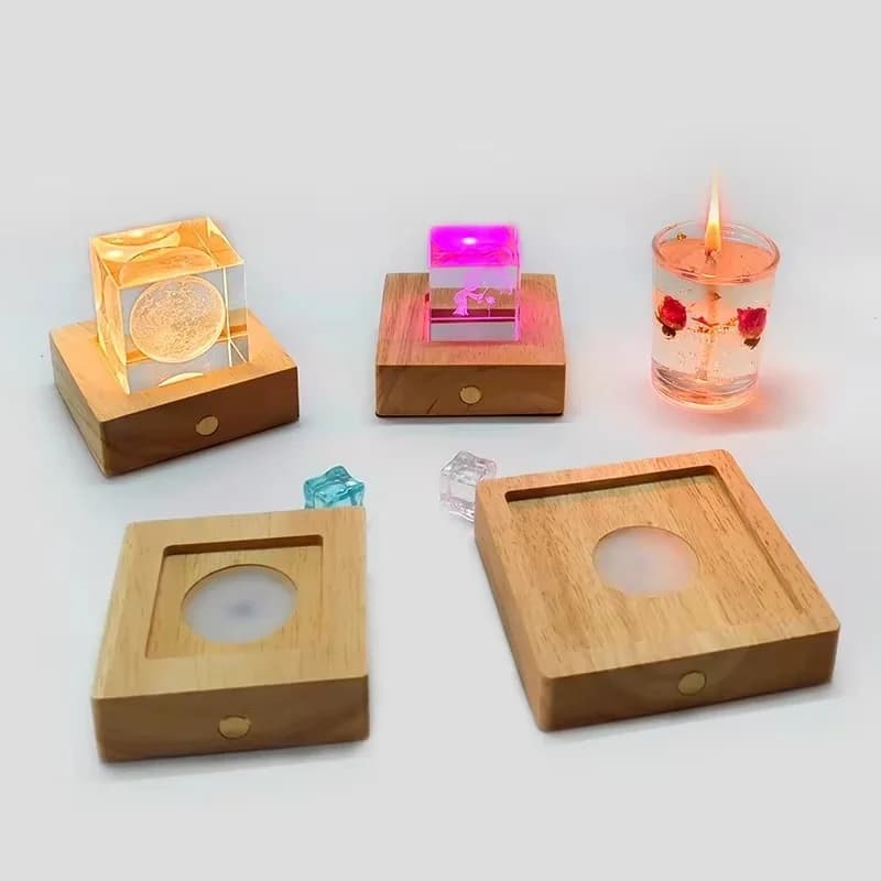 Quadratische Holz USB-wiederaufladbare LED-Lampenbasis