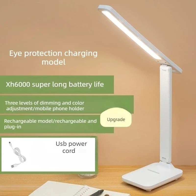 Faltbare USB-aufladbare LED-Schreibtischlampe mit Handyhalterung