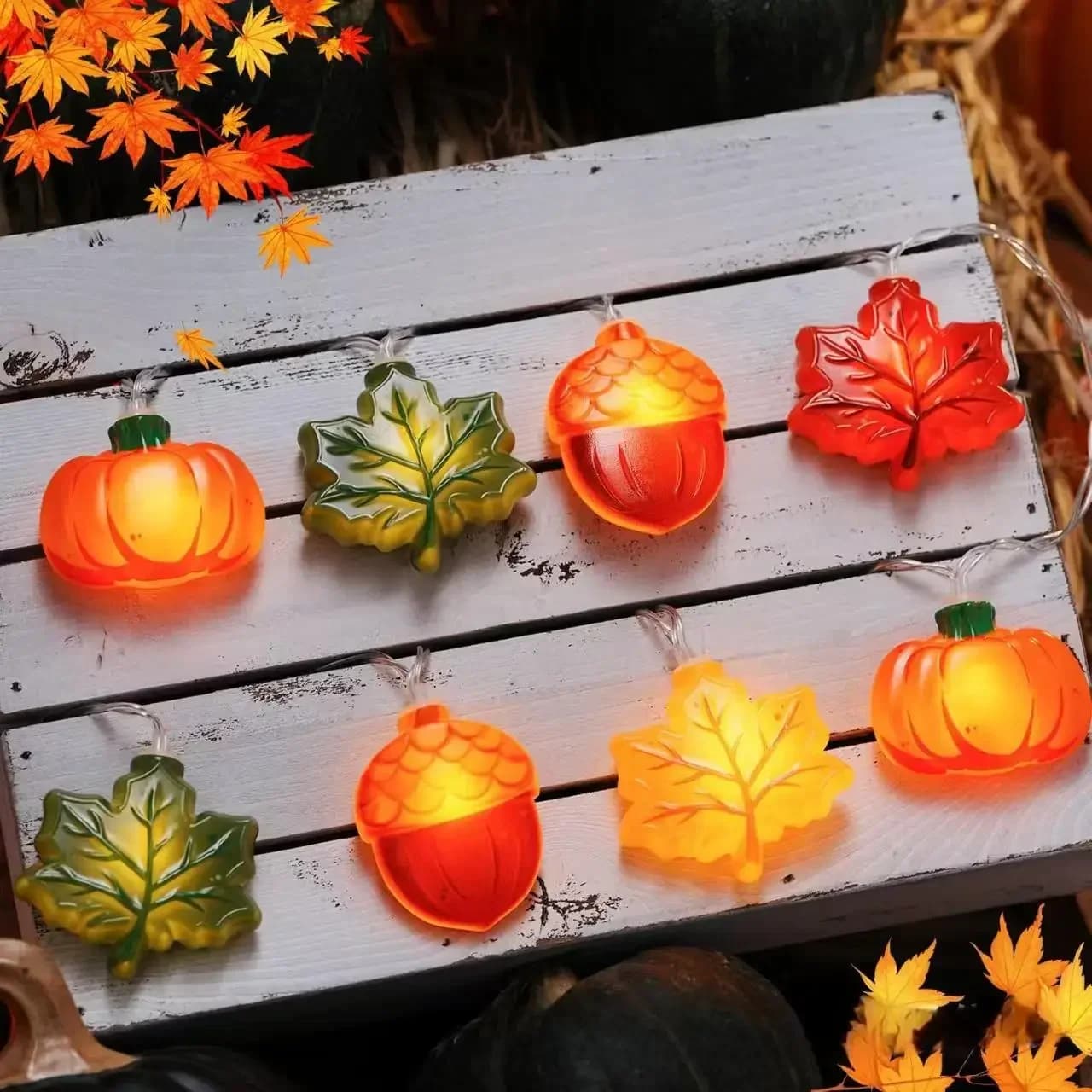 Mehrfarbige LED-Lichterkette Thanksgiving Rot Gelb Grün