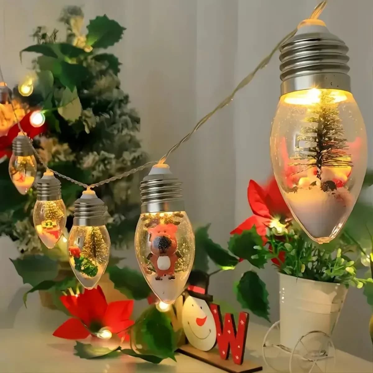 Warmweiße LED Weihnachts-Lichterkette, Batteriebetrieben