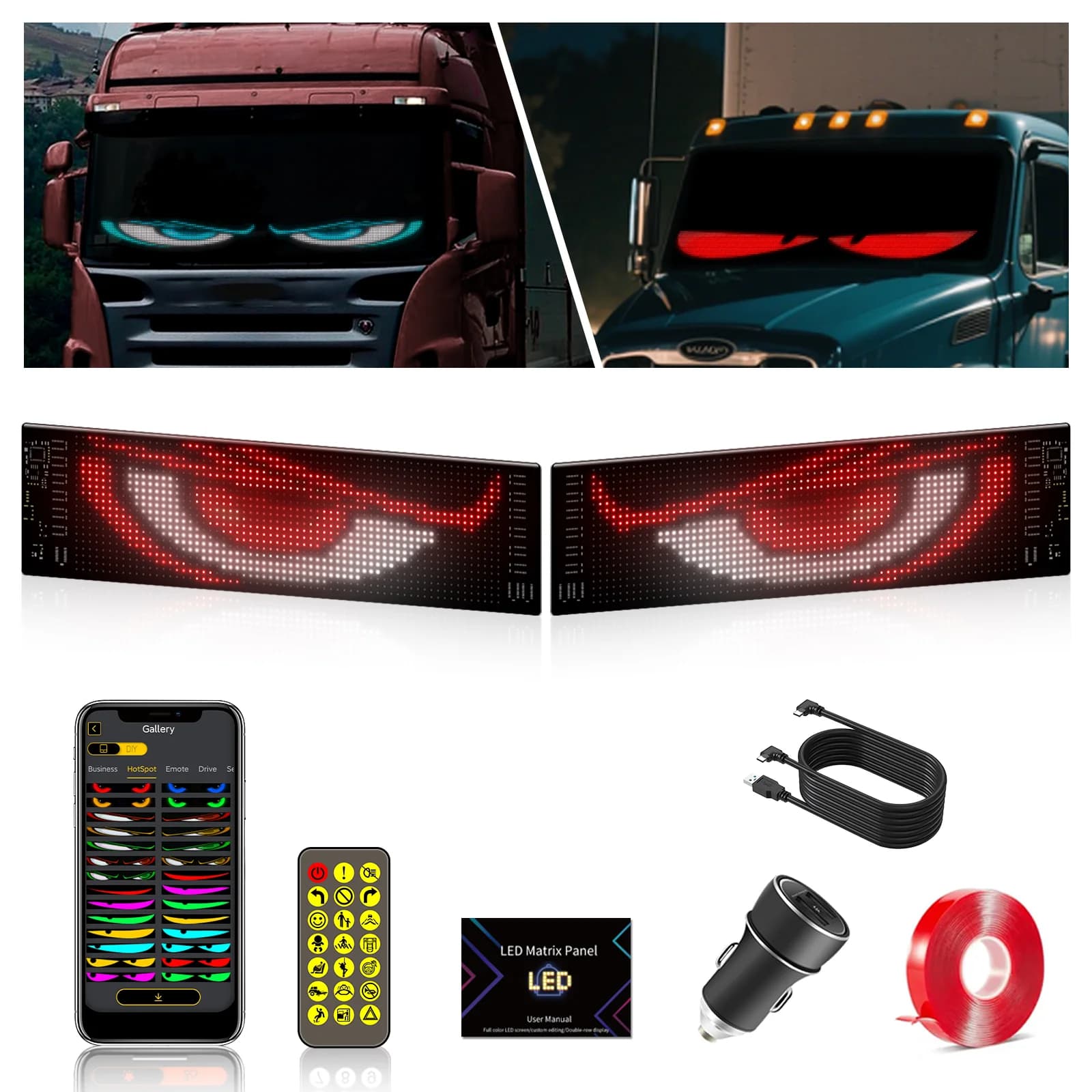 2er-Set faltbare LED-Matrix-Panels mit App-Steuerung