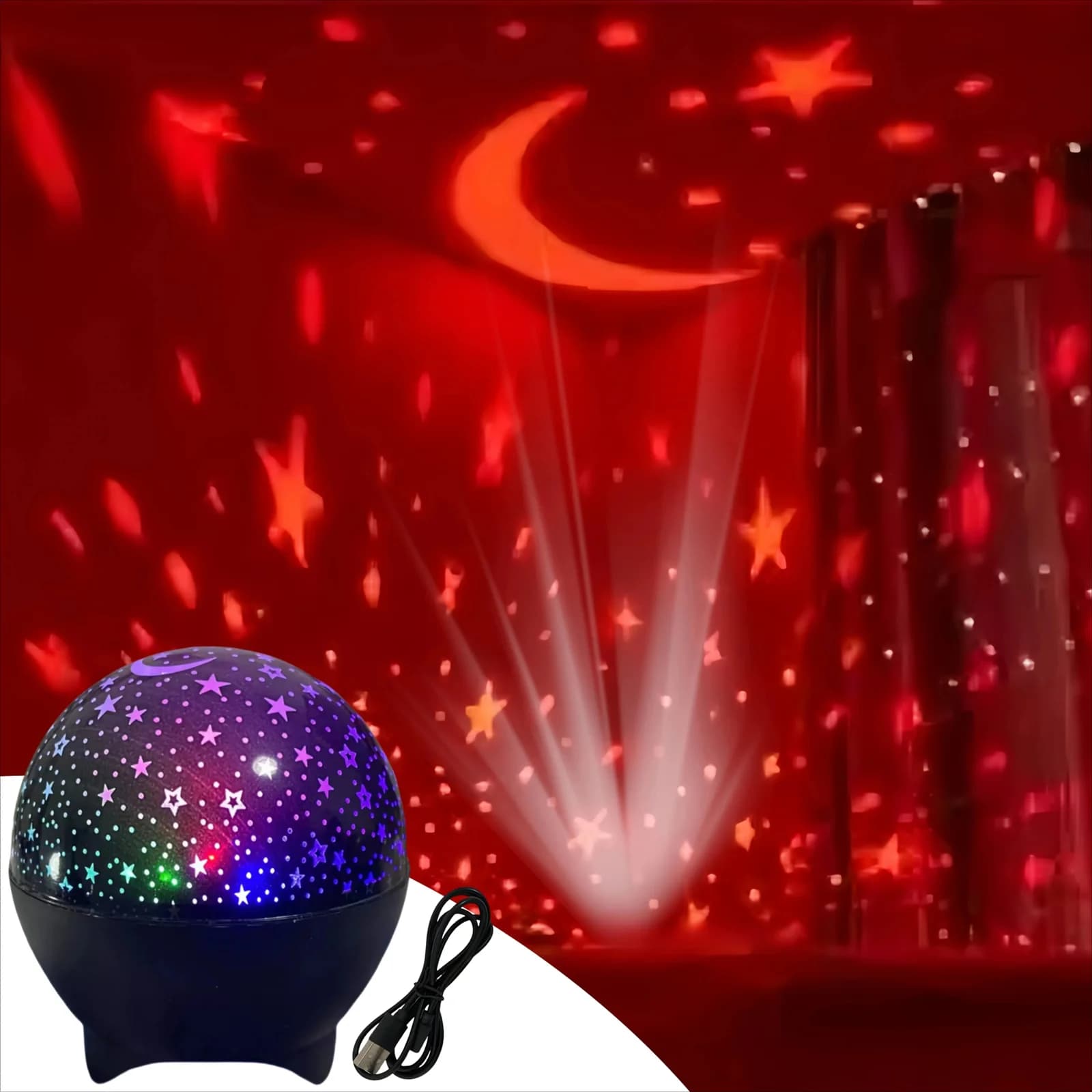 Mini USB LED Sternprojektor Nachtlicht, 7 Farbmodi