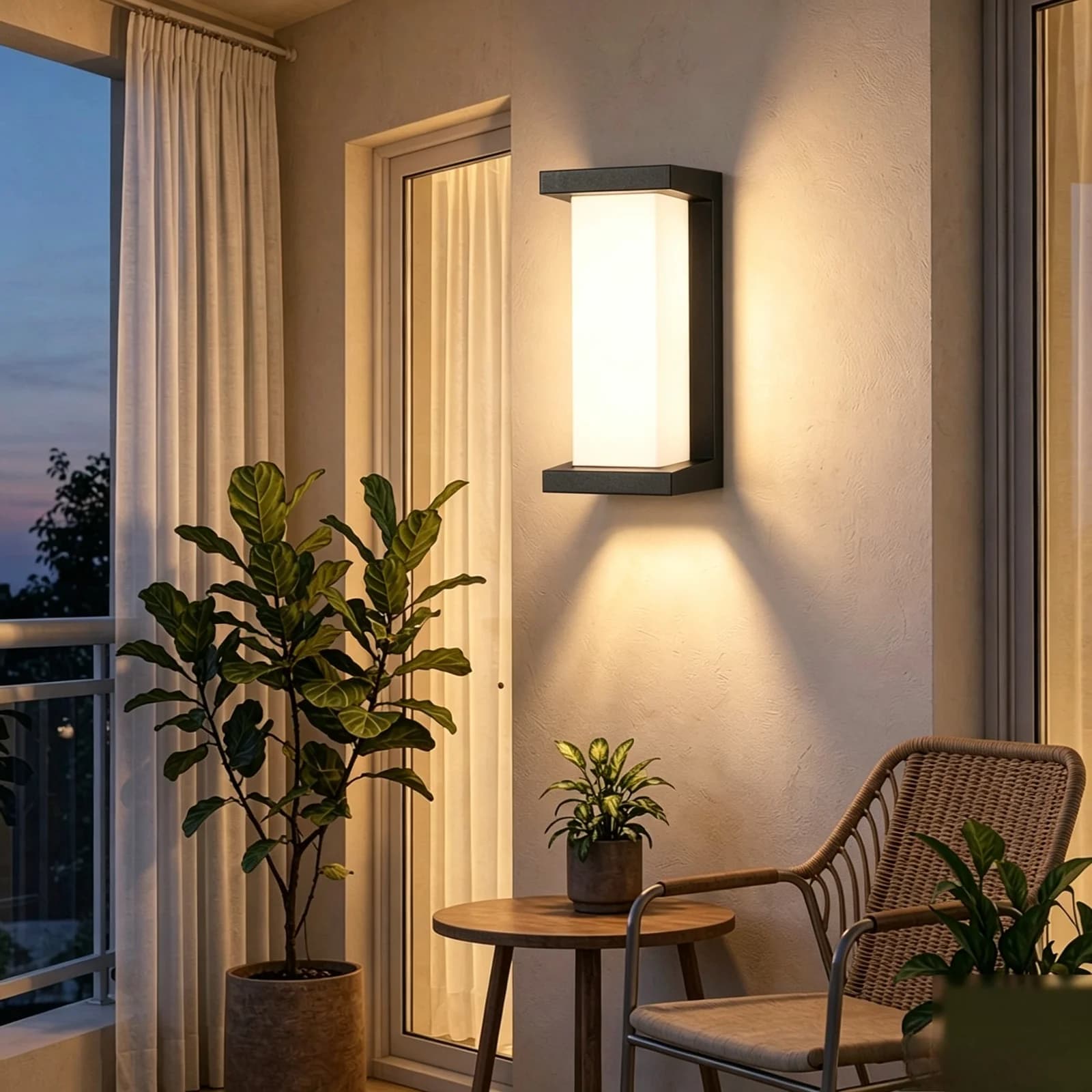 Moderne schwarze wasserdichte LED-Wandleuchte mit Bewegungsmelder