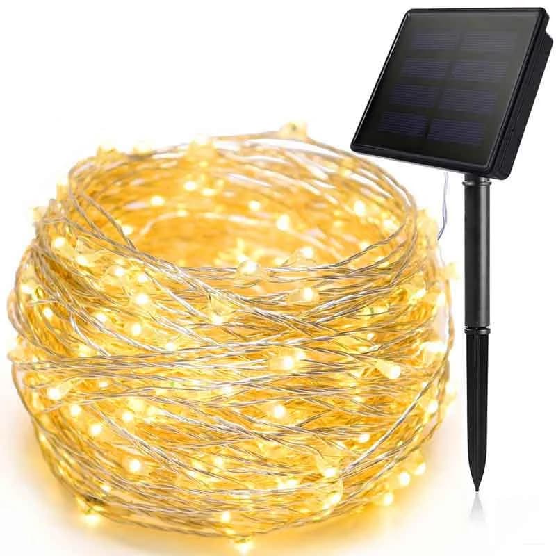 100 LED Solar-Kupferdraht-Lichterkette, 8 Modi für Außenbereich