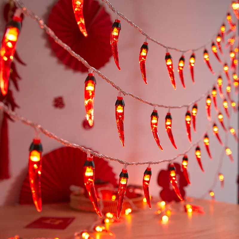 Rote Chili LED-Lichterkette USB oder batteriebetrieben