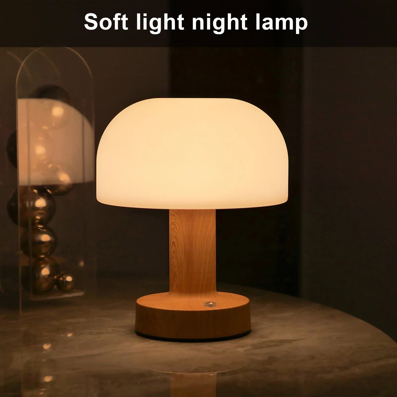 Moderne Pilzform LED-Tischleuchte, USB-wiederaufladbar mit Touch-Funktion