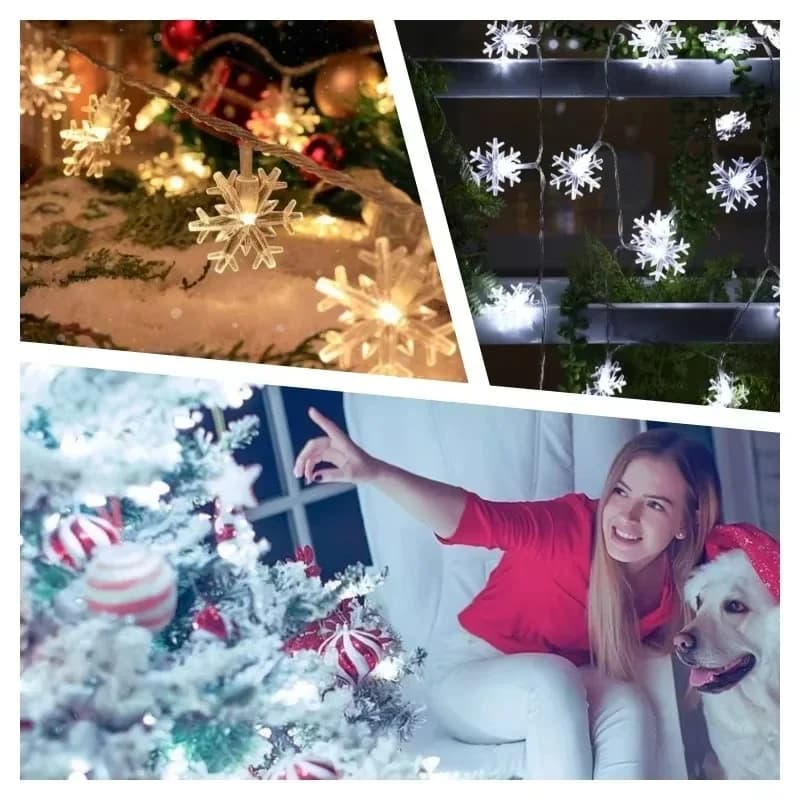 Weiße USB-Stecker-Weihnachts-Schneeflocken-LED-Lichterkette