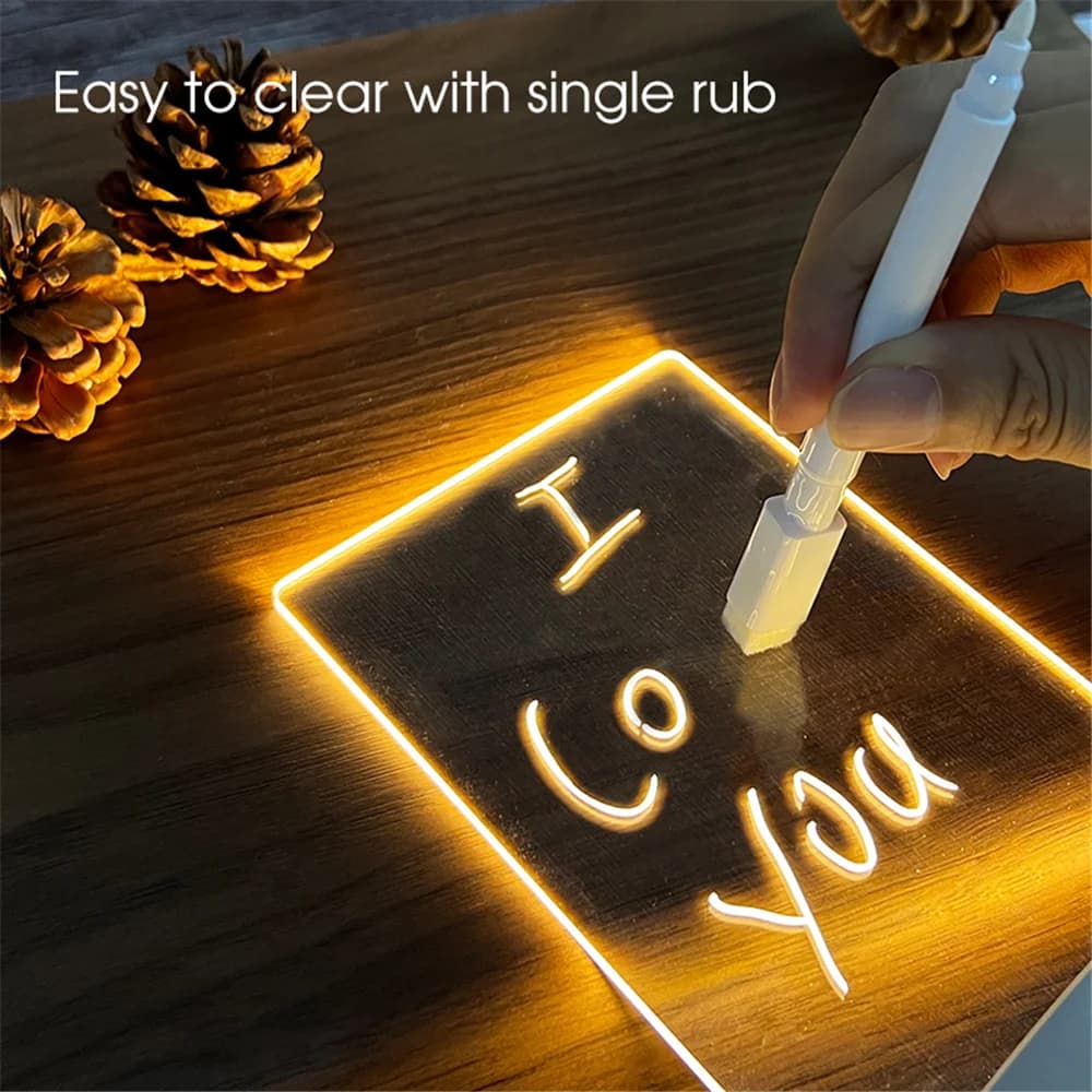 Transparente Acryl-USB-Nachtlicht mit abwischbarem Nachrichtenboard