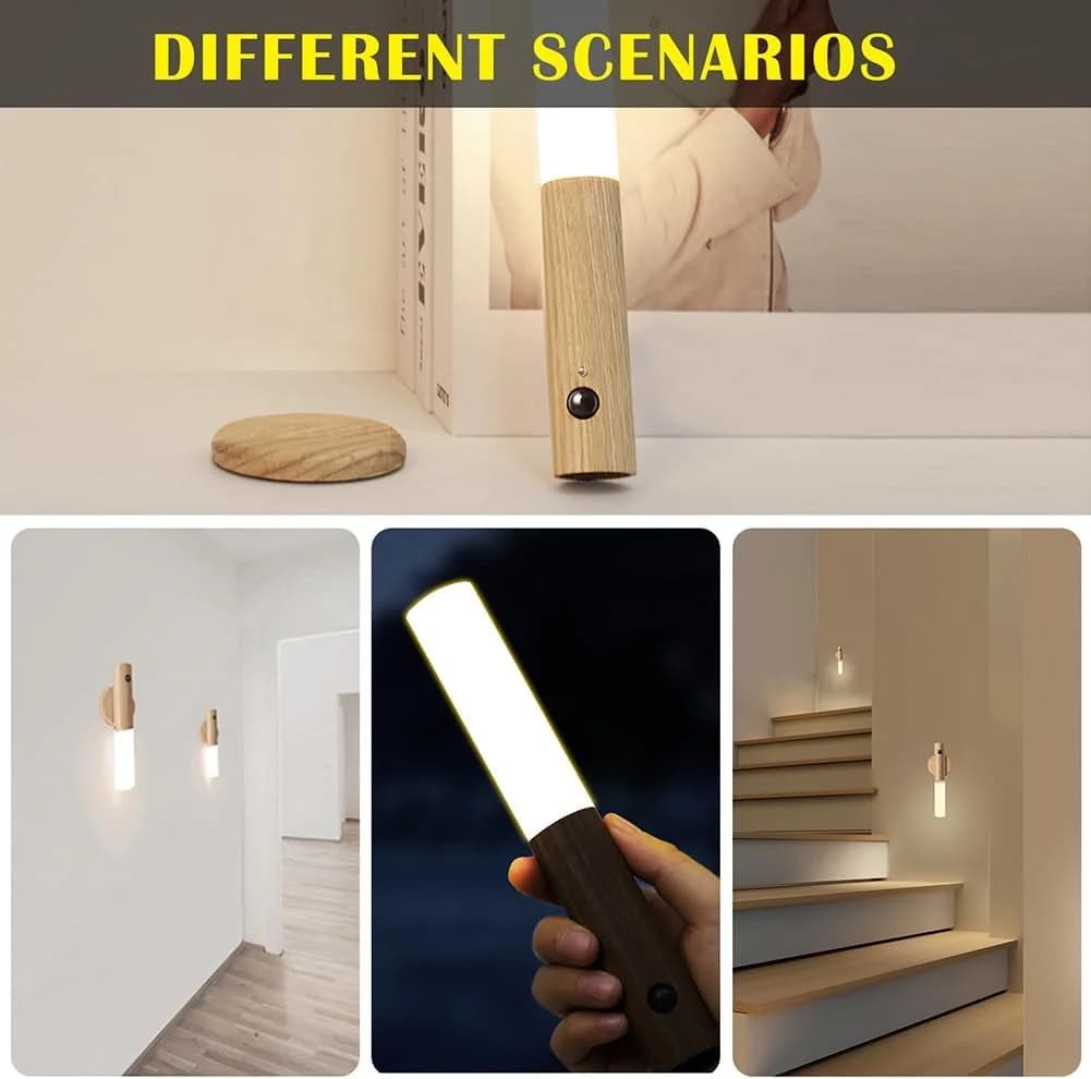 LED-Nachtlicht mit Bewegungsmelder, USB-wiederaufladbare Schrankleuchte