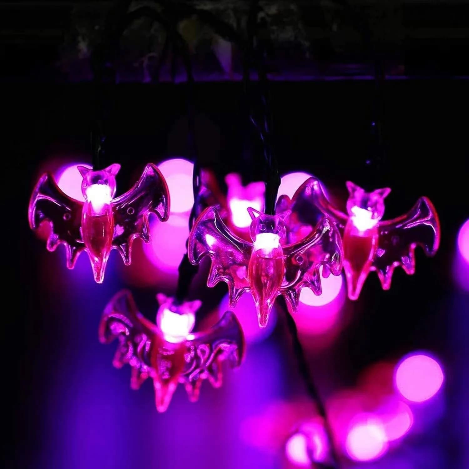 Batteriebetriebene violette Fledermaus-Lichterkette für Feiertagsdekoration