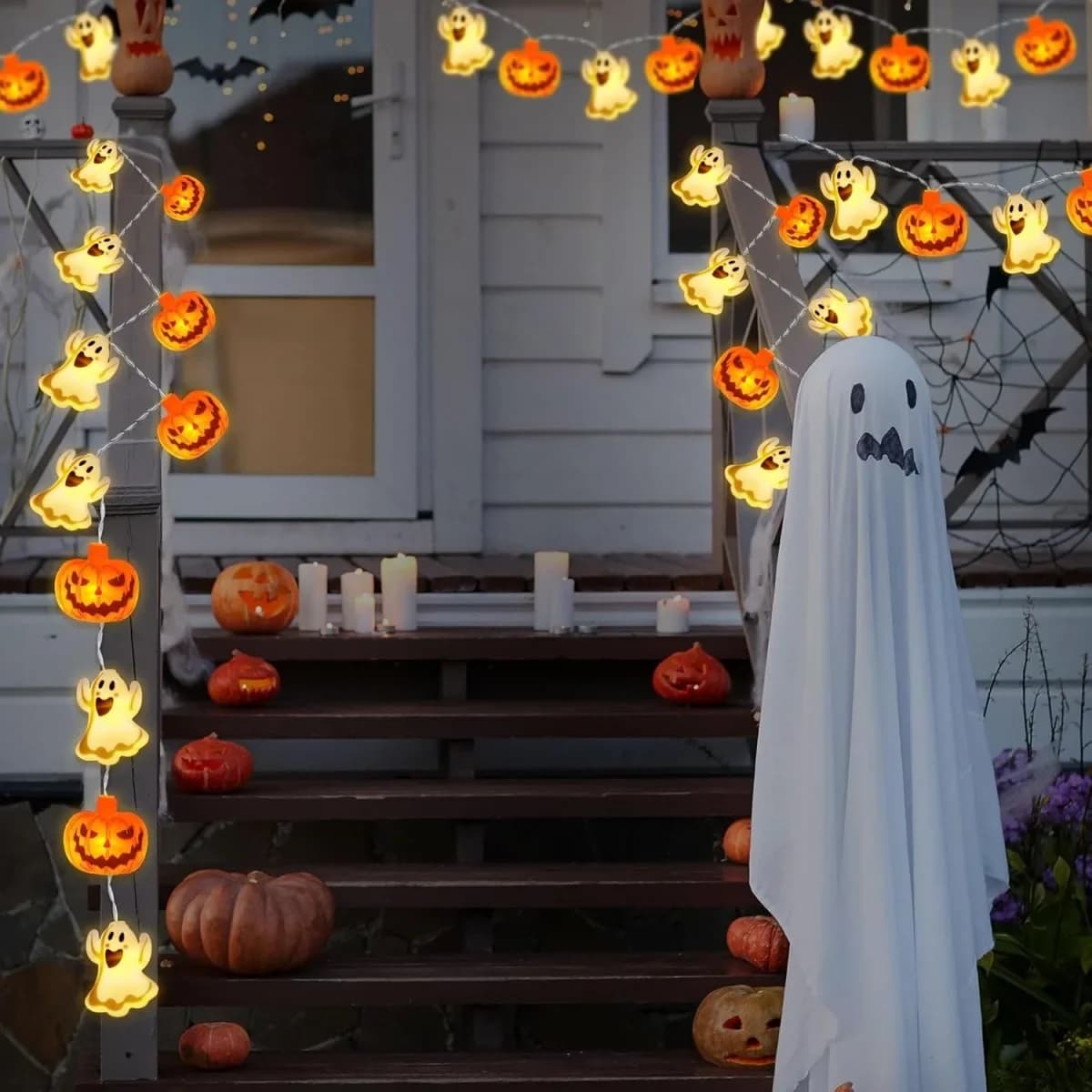 Batteriebetriebene Geister- und Kürbis-Halloween LED String Lights